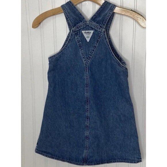 Vintage Oshkosh B'Gosh Girls 6X Bib Med Wash Denim Jean Blue Bib Overall Dress - Picture 5 of 11